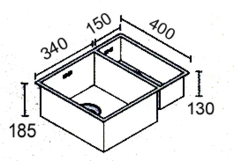 ABK Bingara 1.5 stainless steel sink 34x40+15x40 cm flush-mounted, undermounted, and surface-mounted BIN3415FVI