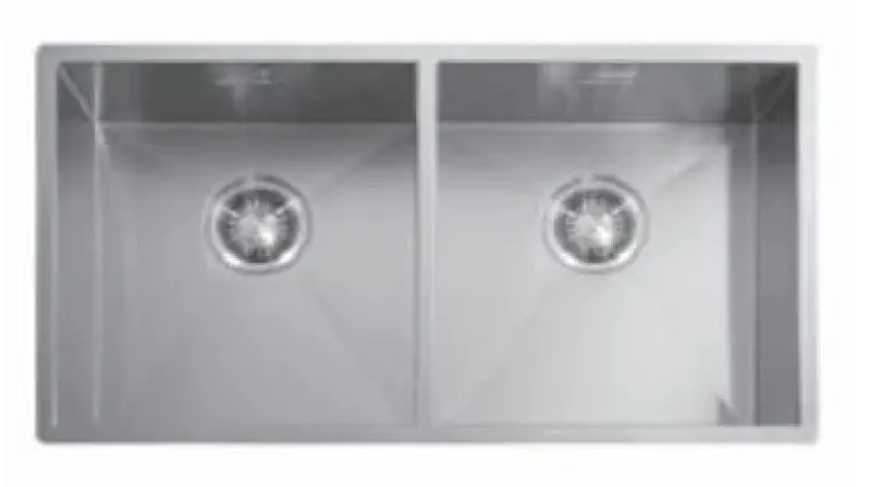 ABK Baronga large double stainless steel sink 37x40+37x40 cm flush mount, undermount, and top mount BAR3737FVI