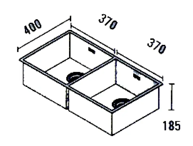 ABK Baronga large double stainless steel sink 37x40+37x40 cm flush mount, undermount, and top mount BAR3737FVI