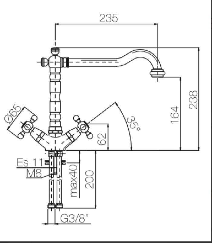 PB Old Fashion Single hole kitchen faucet Brass V1910