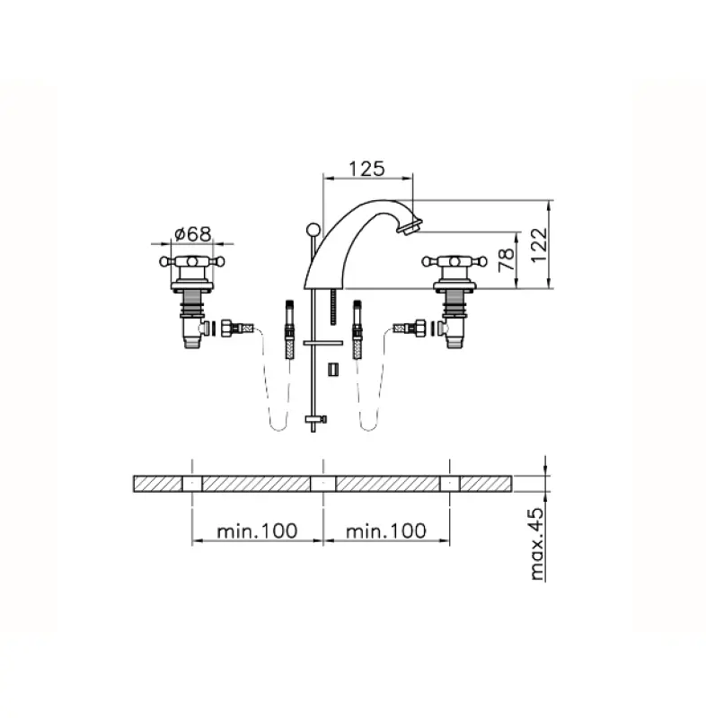 Huber Victorian 3-holes Washbasin Mixer Bronze VT00101027