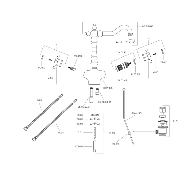 Huber Victorian Thermostatic Washbasin Mixer Stainless Steel VTT520102A