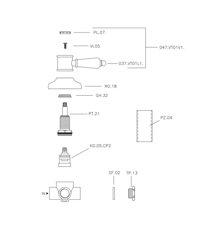 Huber Victorian 2-outlets diverter stainless steel 653.VT01H.NS