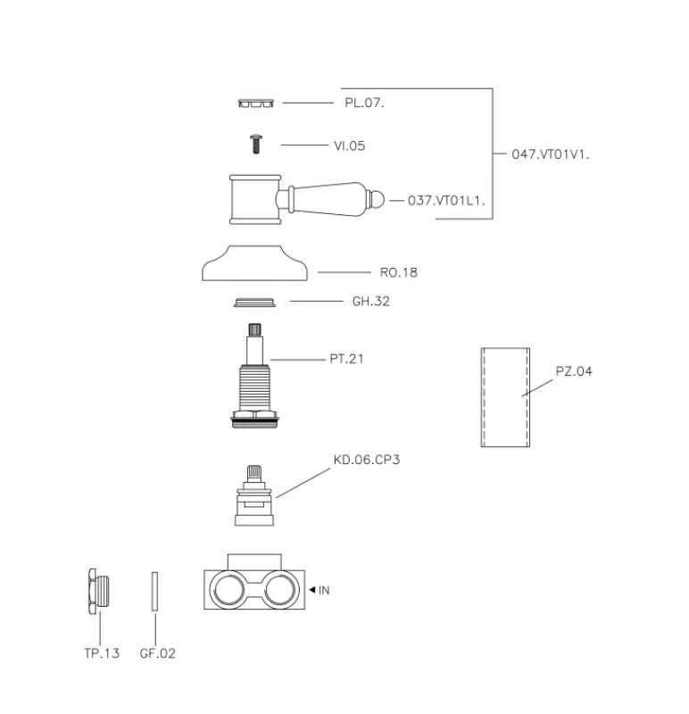 Huber Victorian 3-outlets Diverter Stainless Steel VT0002702A