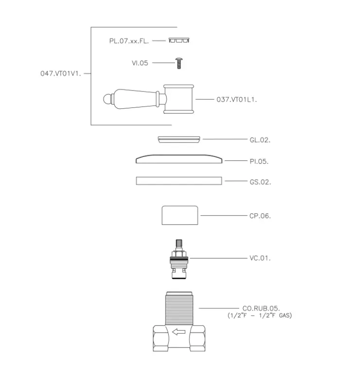 Huber Victorian Concealed stop valve Bronze VT00031027