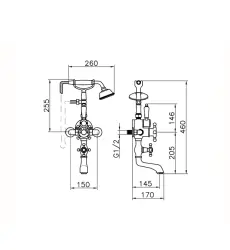 Huber Victorian Thermostatic Bath Mixer with Handshower Stainless Steel 198.VT01H.AC