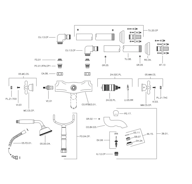 Huber Croisette Thermostatic floor-mounted bath mixer Bronze CST3901027