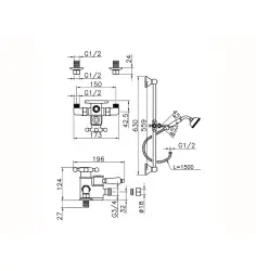 Huber Victorian Thermostatic shower mixer with sliding bar Bronze 190R.VT01H.BA