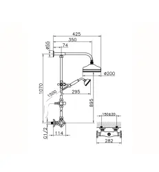 Huber Victorian Thermostatic Shower Set Stainless Steel 390.VT21H.AC