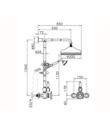 Huber Victorian Thermostatic Shower Set Chroom-Goud 590.VN31H.CA