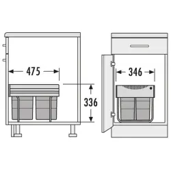 Hailo Tandem S 3 Waste bin 1x18+2x8.5ltr 1153449232