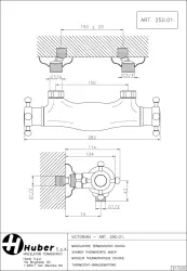 Huber Victorian thermostatic shower mixer with hand shower, gold-coloured 1154957652