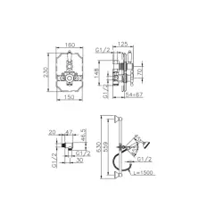 Huber Victorian Thermostatic Built-in Shower Set with Sliding Rail Stainless Steel 910.VT01H.AC