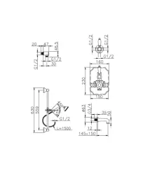 Huber Victorian Thermostatic Built-in Bath-Shower Set Stainless Steel 914.VT01H.AC