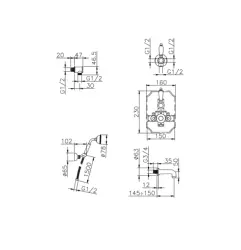 Huber Victorian Thermostatic Built-in Bath-Shower Set Stainless Steel 915.VT01H.AC