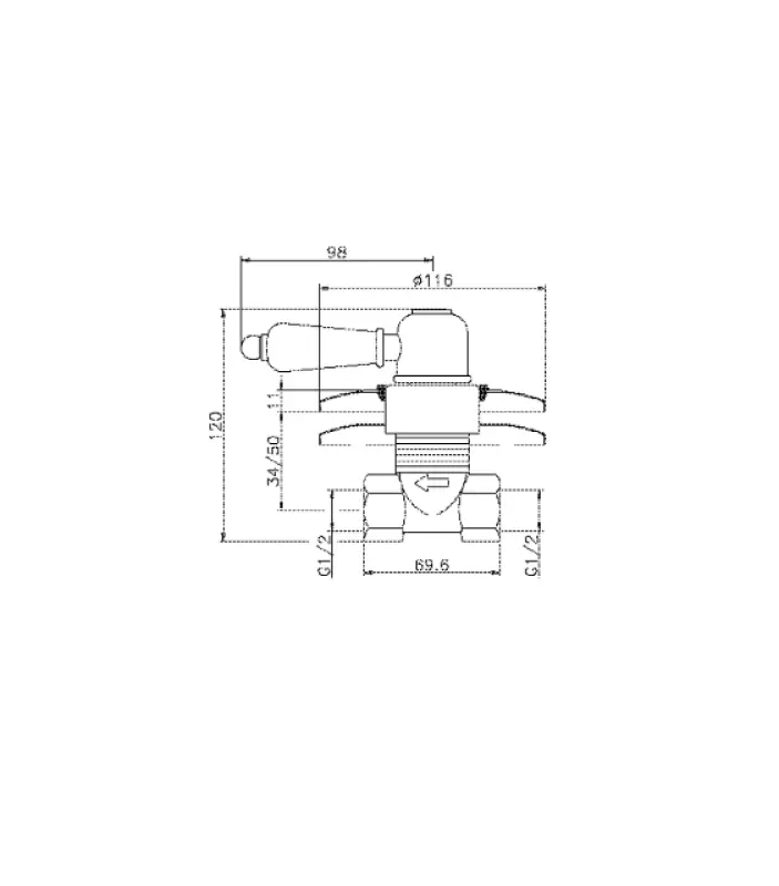 Huber Croisette Built-in Stop Valve Gold CS0003102G