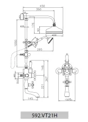 Huber Victorian nostalgic thermostatic shower set 20cm stainless steel 1203998332