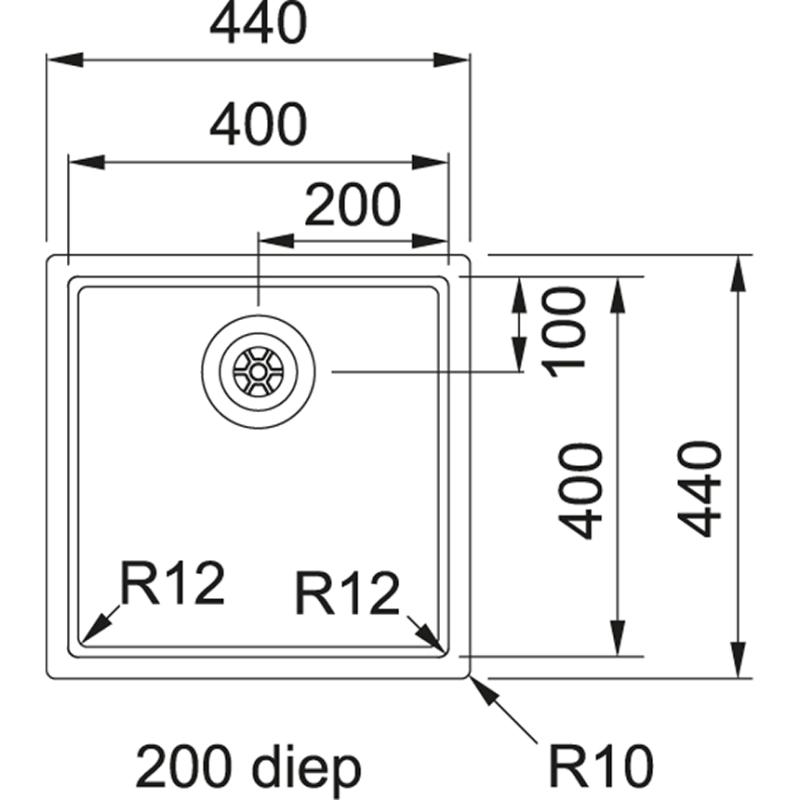 Franke Bolero Plus R12 BXX 110-40 stainless steel kitchen sink undermount 40x40cm 122.0576.355