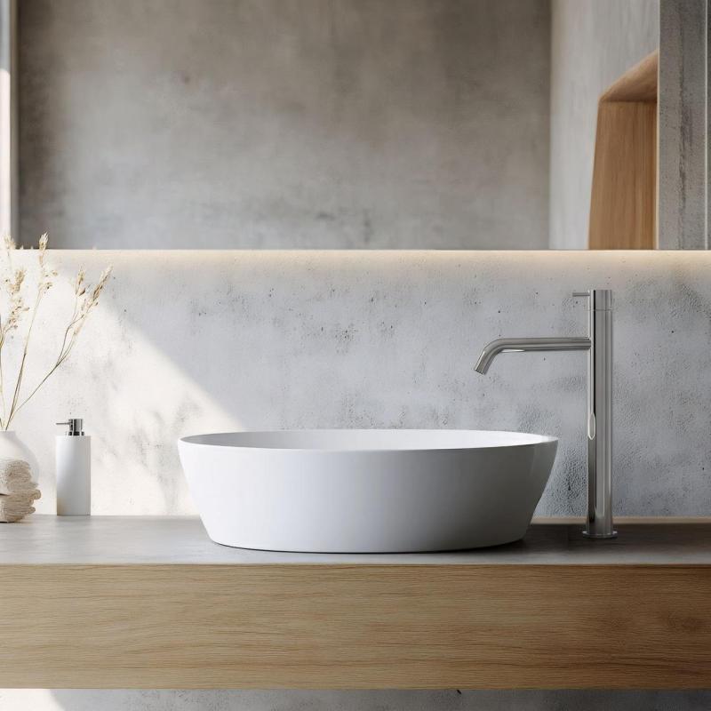 Waterevolution Flow sink faucet with high spout for washbasins, including click plug, chrome T11501