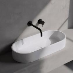 Waterevolution Flow built-in washbasin tap matt black with spout 25cm T116BPR-25