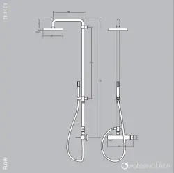 Waterevolution Flow Thermostatic shower mixer with bar, flexible, handshower and fixed holder Black T141TPR