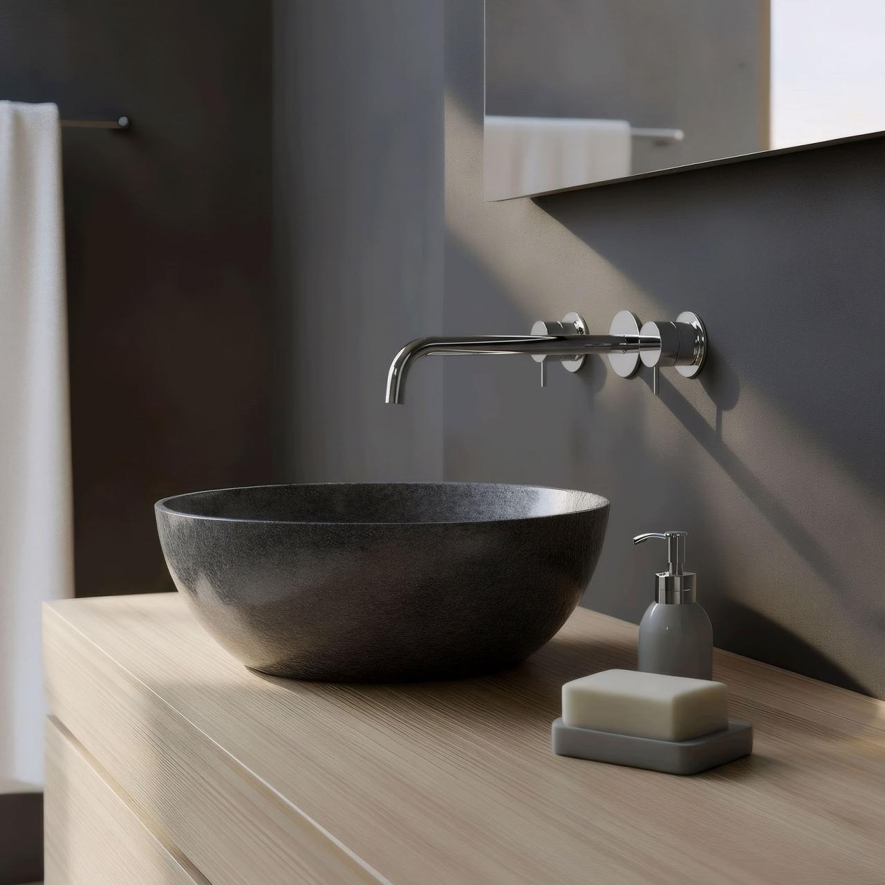 Waterevolution Flow 3-hole built-in sink faucet chrome with spout 25cm T1163F01-25