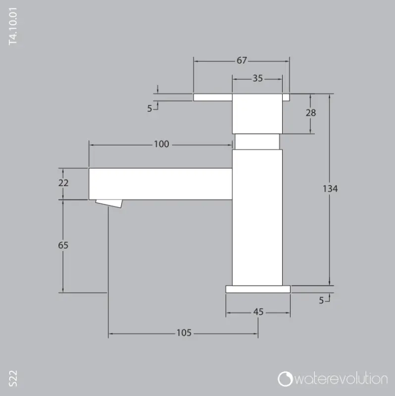 Waterevolution S22 Washbasin mixer with automatic stop & go valve Stainless steel T410IE