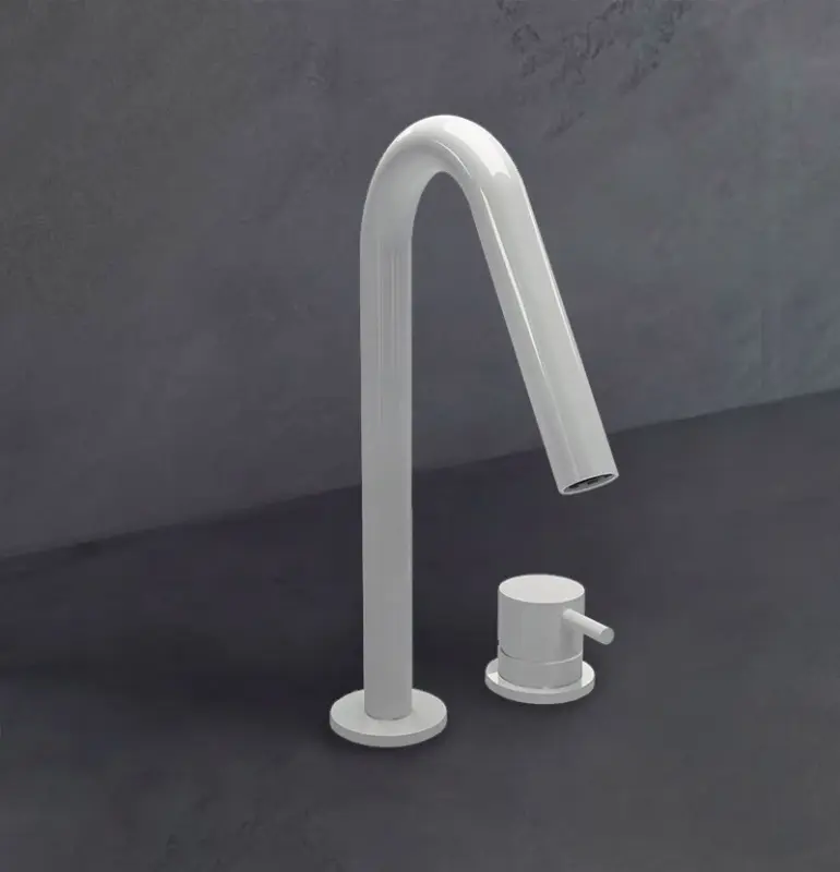 Waterevolution Flow 2-hole basin faucet, matte white with small V 120 mm spout T1121VBR