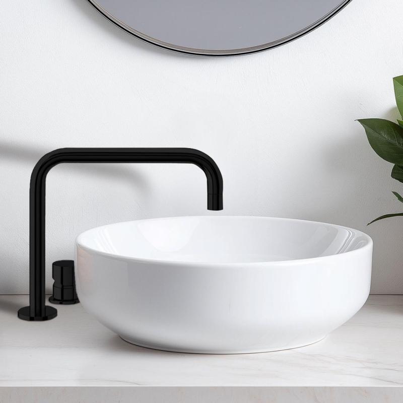 Waterevolution Flow Washbasin mixer with 2 holes and automatic stop & go valve H Black T112HPR