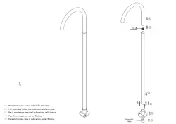 Waterevolution Flow Floor standing washbasin spout U T1677BR