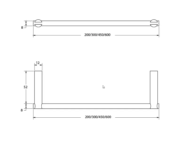 Waterevolution S22 Simple towel rail 450 mm Stainless Steel A412IE