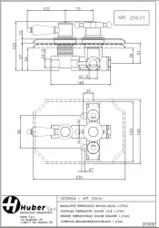 Huber Victorian thermostatic built-in shower set 30cm, rain effect, chrome 1208679132