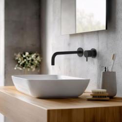 Waterevolution Flow built-in washbasin tap matt black with spout 21cm T116BPR-21