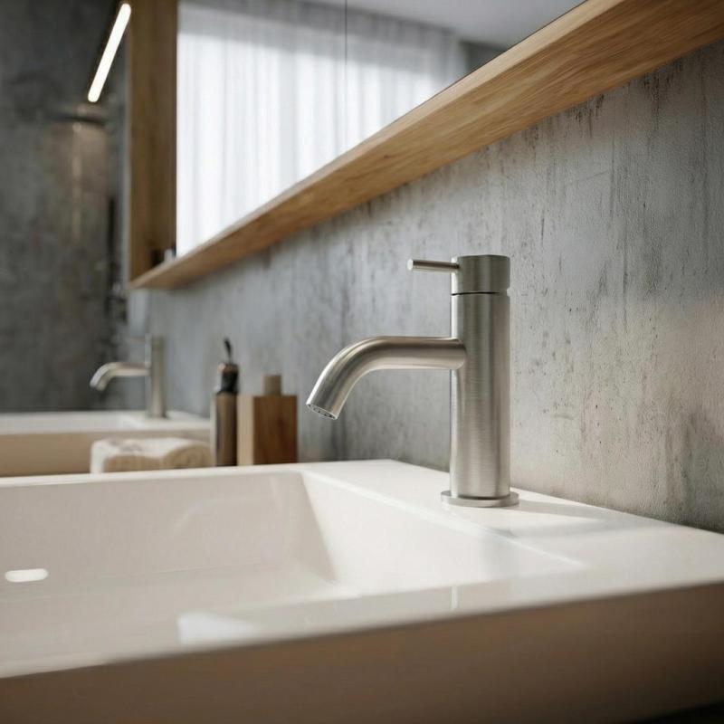 Waterevolution Flow low washbasin faucet stainless steel T110IE