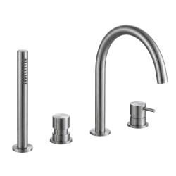 Waterevolution Flow deck consealed bathtub mixer with 2 extis diverter Stainless steel T138IE
