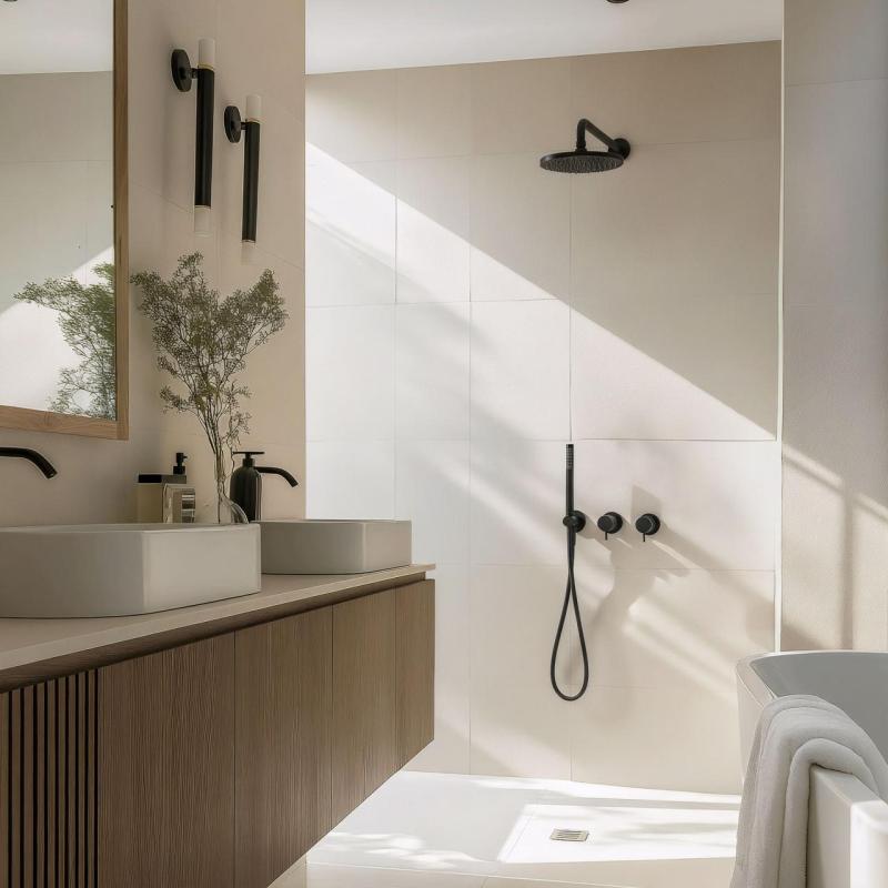 Waterevolution Flow concealed thermostatic shower set with headshower and handshower 1208846402