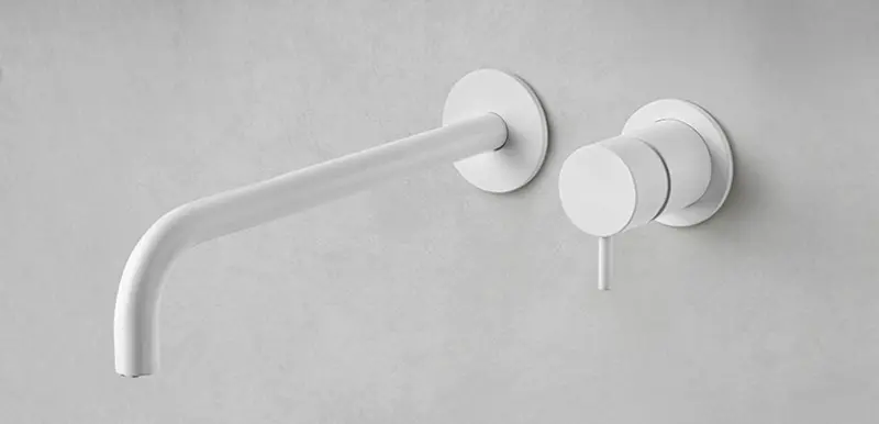 Waterevolution Flow built-in washbasin faucet, matte white with 15 cm spout T116BBR-15