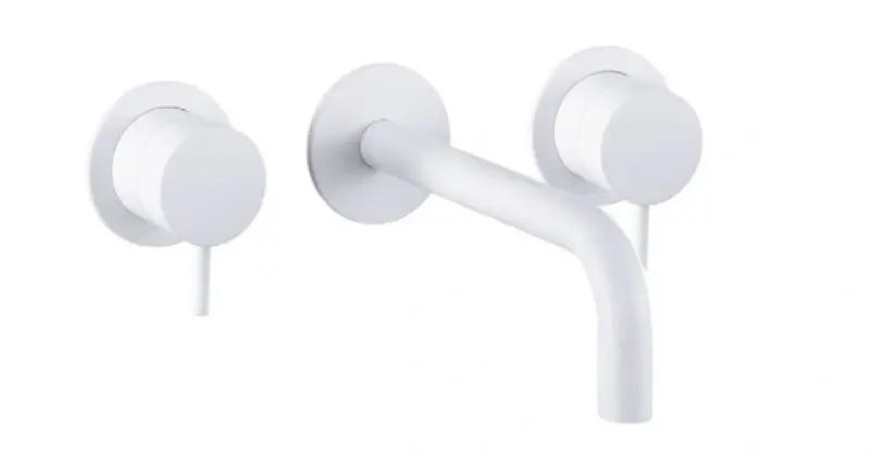 Waterevolution Flow 3-hole Built-in Washbasin Faucet Matte White with spout 21 cm T1163FBR-21