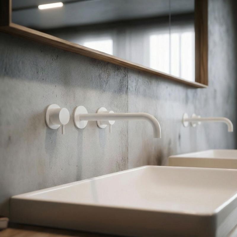 Waterevolution Flow 3-hole Built-in Washbasin Faucet Matte White with spout 21 cm T1163FBR-21