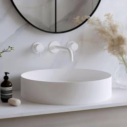 Waterevolution Flow 3-hole Built-in Washbasin Faucet Matte White with spout 15 cm T1163FBR-15