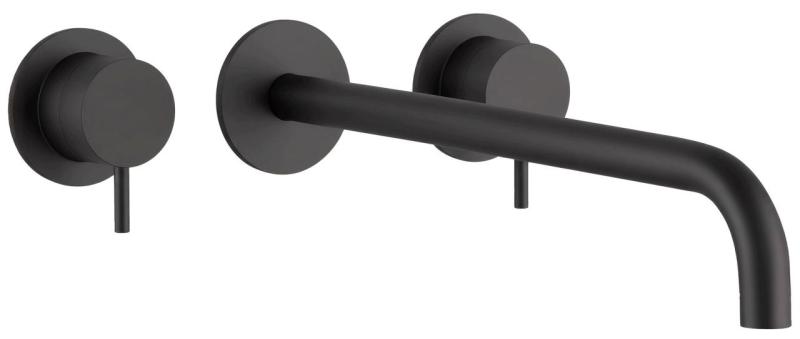 Waterevolution Flow 3-hole Built-in Washbasin Faucet Matte Black with 21 cm Spout T1163FPR-21