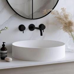 Waterevolution Flow 3-hole Built-in Washbasin Faucet Matte Black with 15 cm spout T1163FPR-15