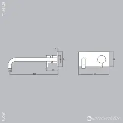Waterevolution Flow Consealed washbasin monobloc mixer with 15 cm spout, esasy box and automatic stop & go valve, built-in + external parts Chrome T1161B01-15