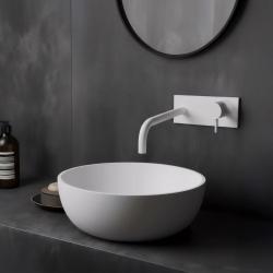 Waterevolution Flow built-in washbasin faucet with cover plate, matte white, with spout 21 cm T1161BBR-21