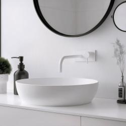Waterevolution Flow Consealed washbasin monoblox mixer with 15 cm spout, easy box and automatic stop & go valve, built-in + external parts White T1161BBR-15