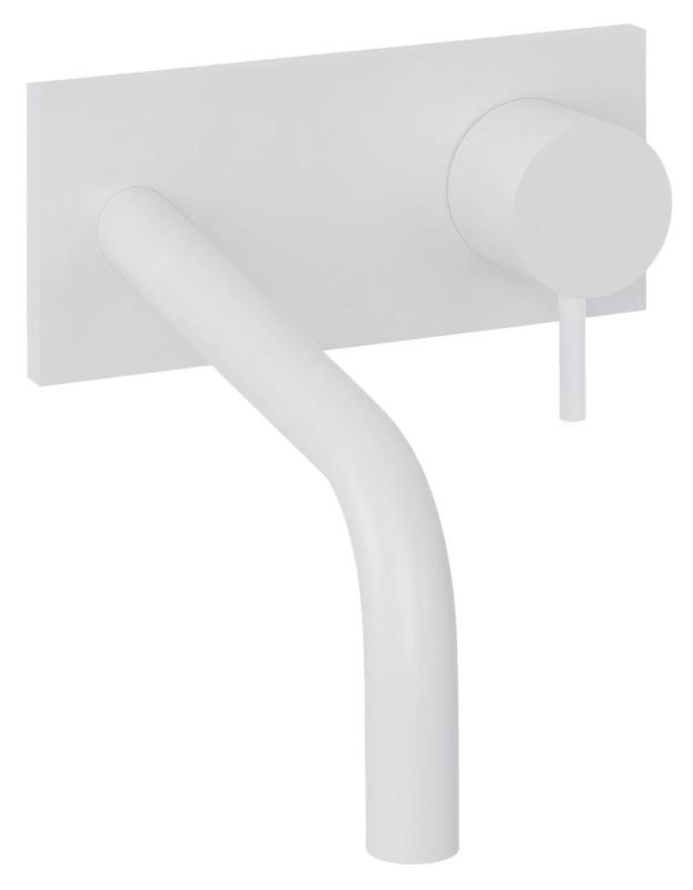 Waterevolution Flow Consealed washbasin monoblox mixer with 15 cm spout, easy box and automatic stop & go valve, built-in + external parts White T1161BBR-15