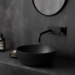 Waterevolution Flow concealed basin mixer with cover plate matt black with spout 21cm T1161BPR-21