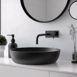 Waterevolution Flow built-in washbasin faucet with cover plate, matte black, with spout 15 cm T1161BPR-15