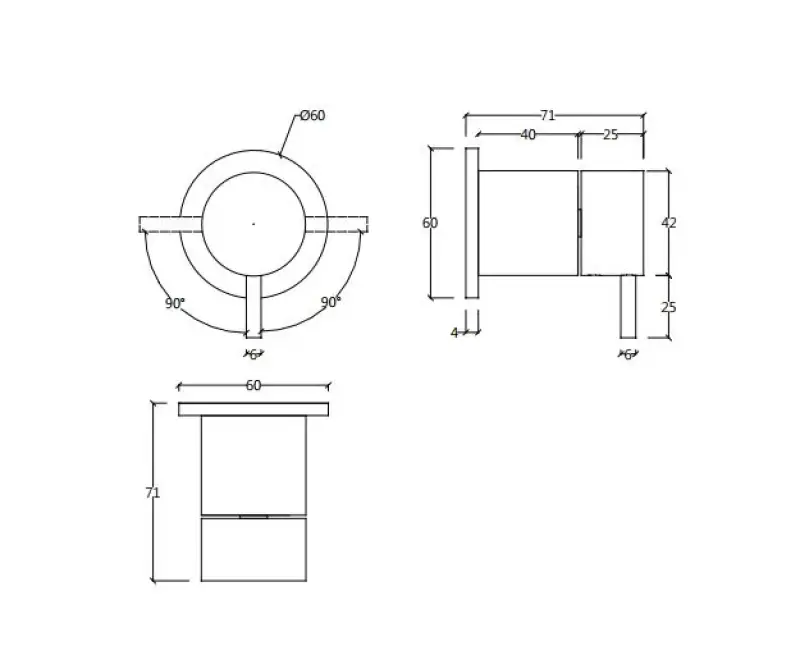 Waterevolution Flow Consealed 2 exits diverter round back plate Chrome T1482S01 