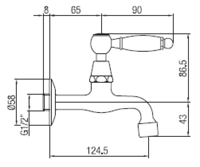 PB Classic wall washbasin tap with white lever cold water bronze 1208853512